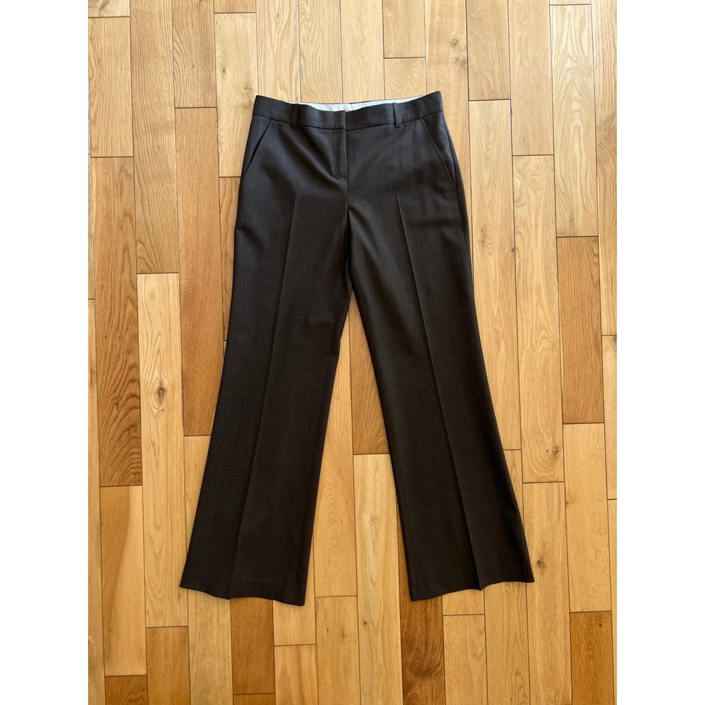 Theory Wool Blend Brown Mid Rise Boot Cut Trouser Pants Womens Size 8